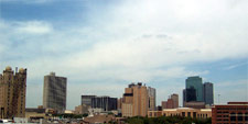 Fort Worth skyline from I-30, taken April 15, 2005, just south of downtown Fort Worth. Click for larger image in new window